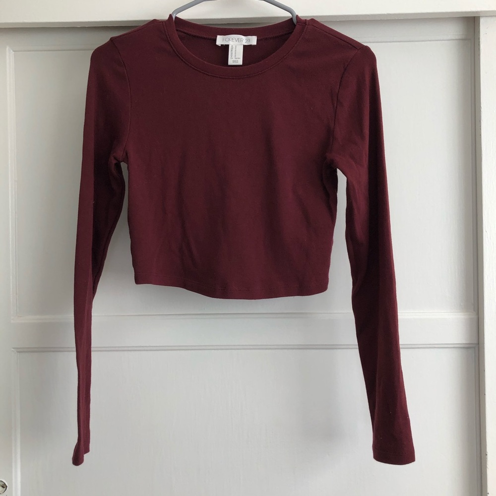 Burgundy Cropped Long Sleeve
